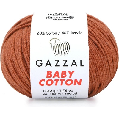 Gazzal Příze Baby cotton 3454 rezavá