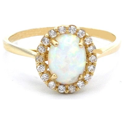 B&B Goldinvestic Zlatý s opálem a zirkony N4960