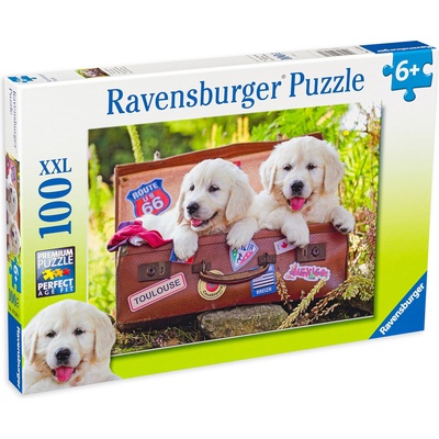 Ravensburger Пъзел Ravensburger от 100 XXL части - Пътуващи кученца (10538)