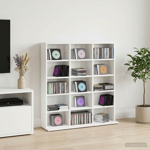 vidaXL Кабинет за CD Бяло 96 x 23, 5 x 97, 5 см Инженерна дървесина (8012666)