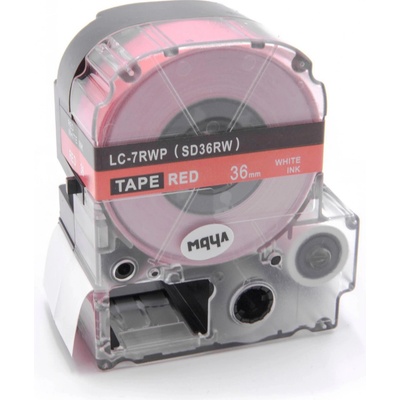 Epson LK-7RWP, SD36RW, 36mm x 9m, biela tlač / červený podklad, kompatibilná páska