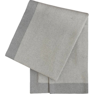 SCANquilt pletený pléd design rybí kost světle šedá střední 130x200