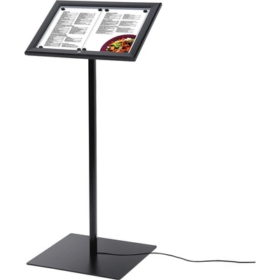 Jansen Display Černý Menuboard s vitrínou 2xA4 osvětlený 505 x 1125 mm