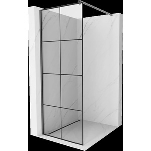 Mexen Kioto Преграда за душ Walk-in 90 x 200 см, черна решетка 8 мм, четкано gun gray - 800-090-101-66-77 (800-090-101-66-77)