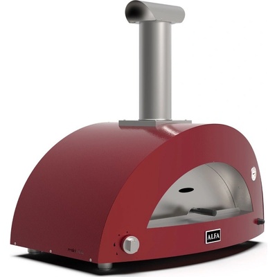 Alfa Pizza pec na drevo a plyn 3 Pizze hybrid červená antik