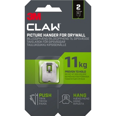 3M Claw Hook for drywall, hold 11 kg, 2 hooks