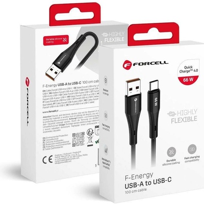 Forcell C342 USB A na typ C Qc4.0 3A 66W silikonový 1m černý