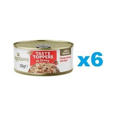 Applaws Taste Toppers Jelly Kuřecí prsa a hovězí 6 x 156 g