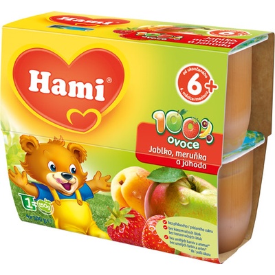 Hami Jablko meruňka a jahoda 4 x 6 + 100 g