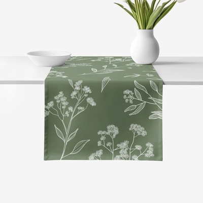 Goldea behúň 100% bavlnené plátno bylinkové lístky 50x140 cm