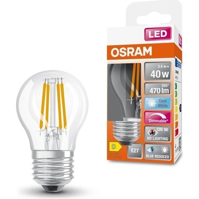 Osram 4058075603097 LED žárovka s redukcí modrého světla E27 3,4 W CLASSIC P, studená bílá