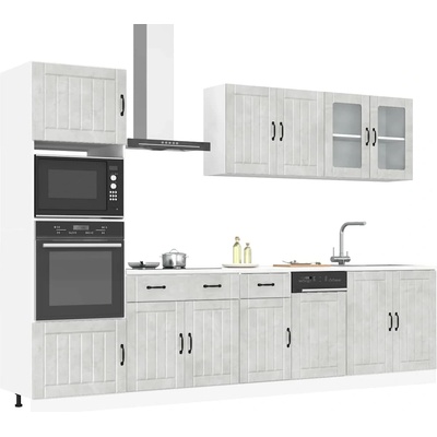 vidaXL Комплект кухненски шкафове, 7 части, "Lucca", цвят бетонно сив, инженерно дърво (3314745)
