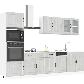 vidaXL Комплект кухненски шкафове, 7 части, "Lucca", цвят бетонно сив, инженерно дърво (3314745)