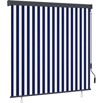 vidaXL Ролетна щора Синьо и бяло 180 x 250 cm Текстил и Алуминий (362081)