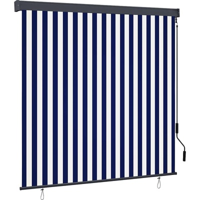 vidaXL Ролетна щора Синьо и бяло 180 x 250 cm Текстил и Алуминий (362081)
