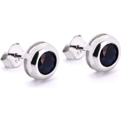 Rafity stříbrné náušnice s modrým safírem E0162PZ-08