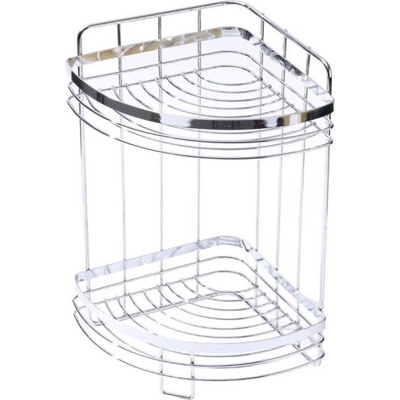 Rosberg Ъглова етажерка на 2 нива Rosberg R53001A2, 21х21х39 см, Дюбел, Стенен монтаж, Хром (R53001A2)