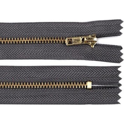 Zip kovový nedělitelný No 4 délka 18 cm - kalhotový barva 320 šedá hematit