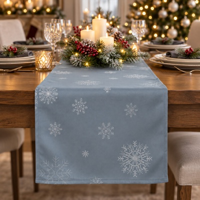 MyBestHome ZET Vánoční běhoun SNOWFLAKE světle modrá 40x160 cm