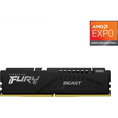 Памет 8GB DDR5 6000MT/s, Kingston FURY Beast Black, KF560C30BBE-8, 1.4V (KF560C30BBE-8)