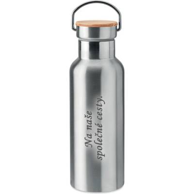 Baagl termoláhev s bambusovým víčkem 500 ml stříbrná
