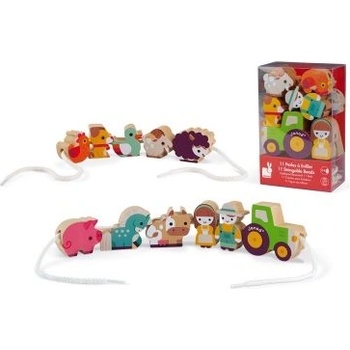 Janod - Игра 2 в 1 за нанизване - Ферма (J05315)