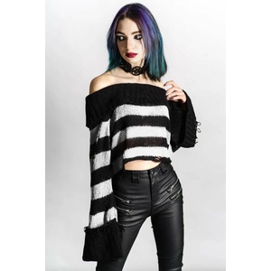 KILLSTAR дамски пуловер KILLSTAR - Ghost Lemonade Knit - Черно / Бяло - KSRA004139
