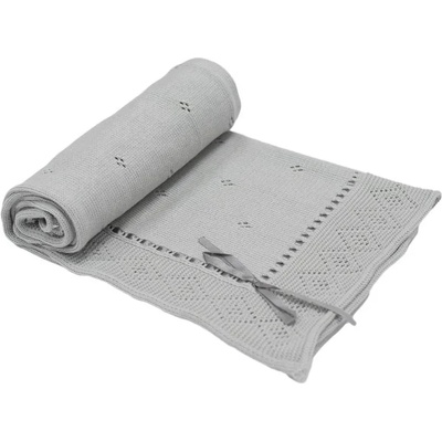 EKO - Poland Бебешко плетено одеяло - панделка, сиво