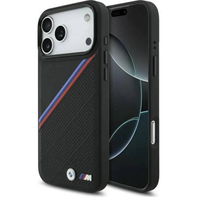 BMW M Tricolor Metal Logo MagSafe Case за iPhone 17 Pro Max - черен