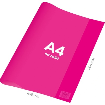 Obal na notebook A4 PVC 432x304 mm Neon Color průhledný růžový
