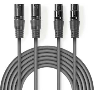 Nedis COTH15030GY15 балансиран/симетричен полупрофесионален аудиокабел XLR, 2 x XLR 3p мъжки - 2 x XLR 3p женски, 1, 5 м, гъвкав (COTH15030GY15)