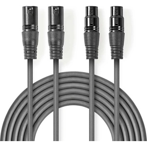 Nedis COTH15030GY15 балансиран/симетричен полупрофесионален аудиокабел XLR, 2 x XLR 3p мъжки - 2 x XLR 3p женски, 1, 5 м, гъвкав (COTH15030GY15)