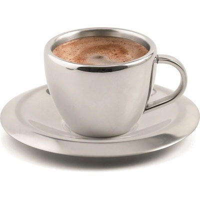 Weis Hrnek na espresso s podtáckem dvouplášťová nerezová ocel 55 ml – Zboží Mobilmania