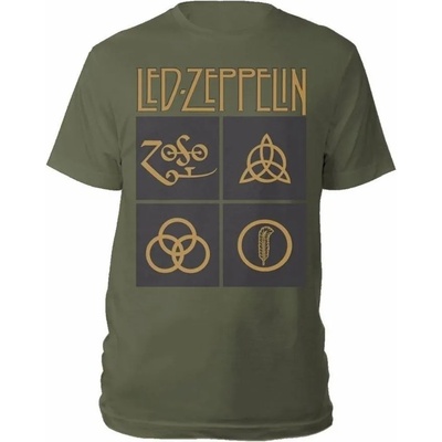Led Zeppelin Gold Symbols in Black Square Green 2XL Риза (LZTS02MGR05)