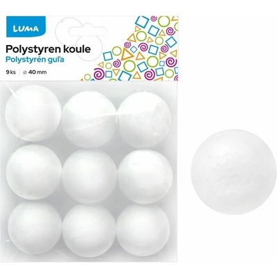 Polystyren Luma, Koule 40mm, 9ks v balení