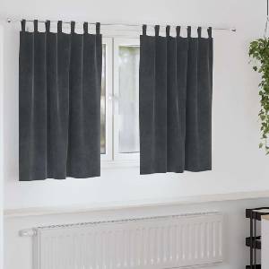 Pure Line Home Кадифени завеси в цвят стоманеносив с текстилни гайки (уши), 2 бр. , 140 x 140 см