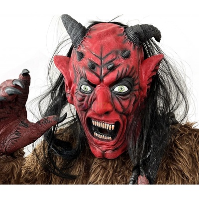 Maska Krampus červená s černými vlasy – Hledejceny.cz
