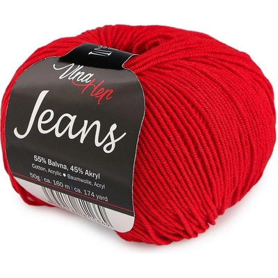 Pletací příze Jeans 50 g Varianta: 13 (8008) červená, Balení: 1 ks 61353/158978/291417