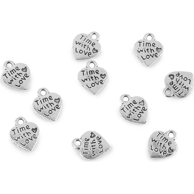 Přívěsek srdce 10x12 mm platina 10 ks