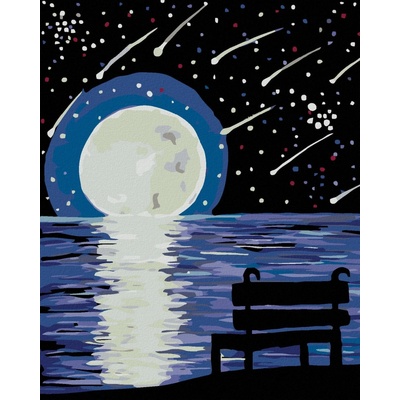 zuty Malování podle čísel Lavička měsíc a perseidy 80 x 100 cm vypnuté plátno na rám 8596530032199