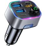 SYNCWIRE FM Transmitter Auto Bluetooth 5.4 48W (PD 36W & 12W) Bluetooth Adapter Auto mit [Lichtschalter] [HiFi-Bass-Sound] [Schnellladen] Freisprecheinrichtung Autoladegerät Zigarettenanzünder, Grau - SW-XC961
