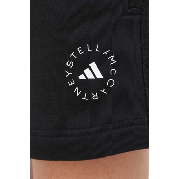 adidas by Stella McCartney Памучен къс панталон adidas by Stella McCartney Terry в черно с изчистен дизайн висока талия IK9093 (IK9093)