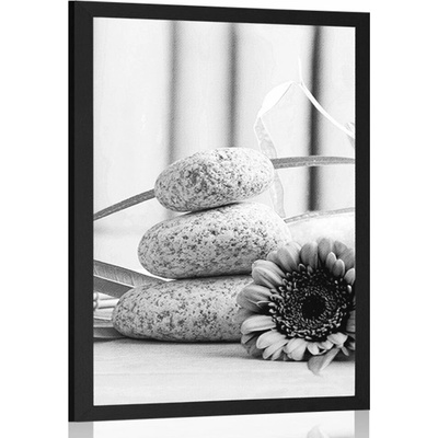 Plakát meditační a wellness zátiší v černobílém provedení - 20x30 white