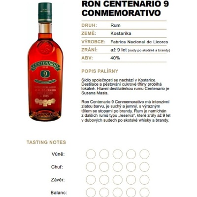 Ron Centenario 9 Conmemorativo 40% 0,04 l (holá láhev)