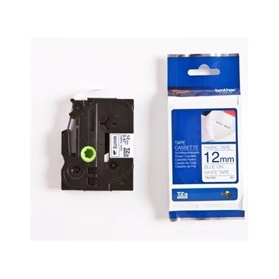 páska BROTHER TZeFA3 modré písmo, biela nažehľovacia páska FABRIC Tape (12mm) (TZEFA3)