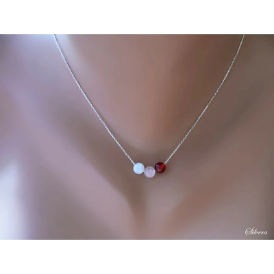 Silvera stříbrný řetízek karneol růženín měsíční kámen NHK925pink mineral