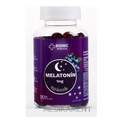 BIOMIC MELATONÍN 1 mg gummies, čučoriedková príchuť 90 ks