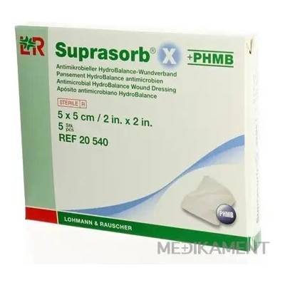 SUPRASORB X KRYTIE NA RANY + PHMB kompresy hydrobalančné antibakteriálne 5 x 5 cm 5 ks