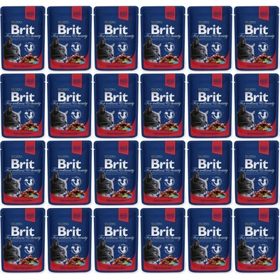 Brit premium cat hovädzie dusené hrášok v omáčke 24 x 100 g