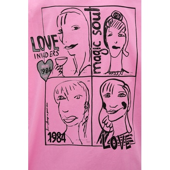 Desigual Памучна риза Desigual GIRLS дамска в розово със свободна кройка с класическа яка 25WWCW16 (25WWCW16)